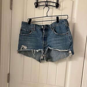 Levi's Distressed Light Blue Jean Shorts